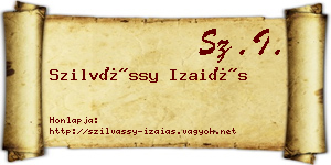 Szilvássy Izaiás névjegykártya